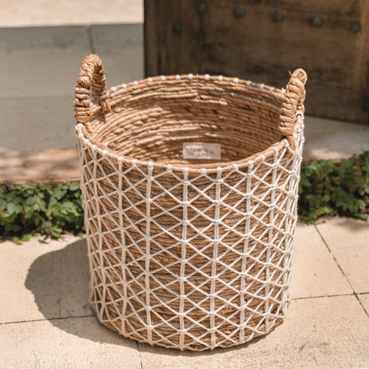 Banana Fibre Boho Storage Basket – Handwoven Laundry & Plant Basket