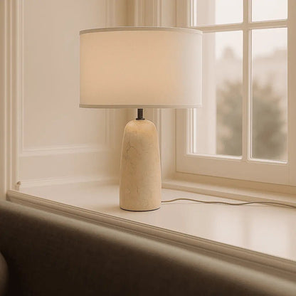Marble Table Lamp with Cotton Shade – Elegant Design