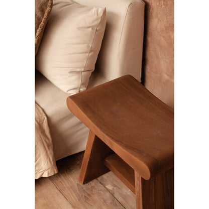 Solid Suar Wood Stool – Natural Finish, 50cm