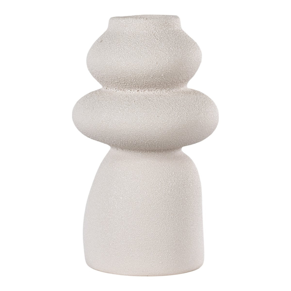 Stoneware Vase - Beige Sculptural Vase, 26.5 cm Tall