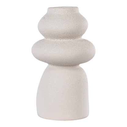 Stoneware Vase - Beige Sculptural Vase, 26.5 cm Tall