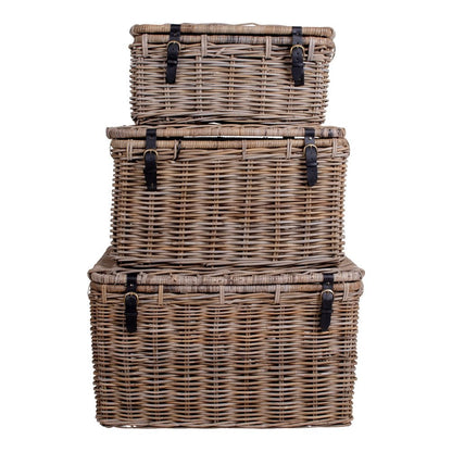 Depok Storage Trunk - Grey, Kubu Rattan - Set of 3