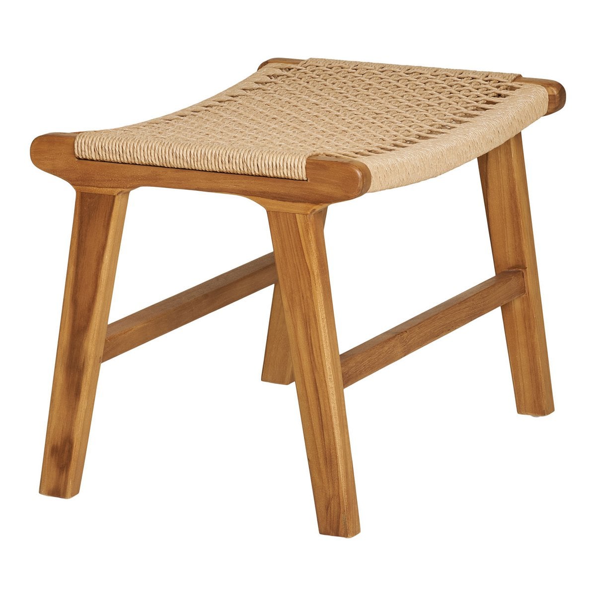 Teak & Polyrattan Footrest - Natural Finish Derby Ottoman