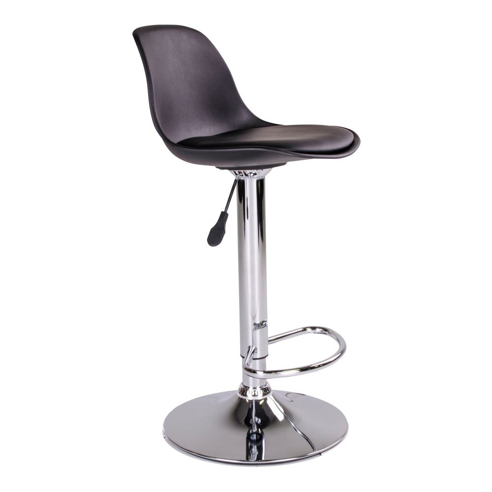 PU Leather Bar Stools - Black Trondheim Set of 2, Adjustable Height
