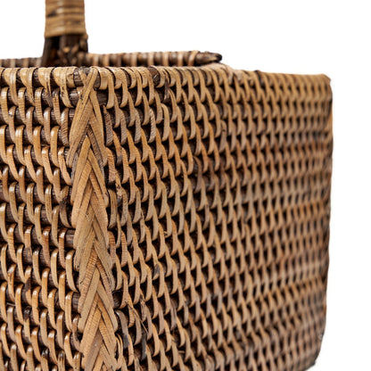 Rattan Cutlery Caddy - Natural Brown Woven Utensil Holder