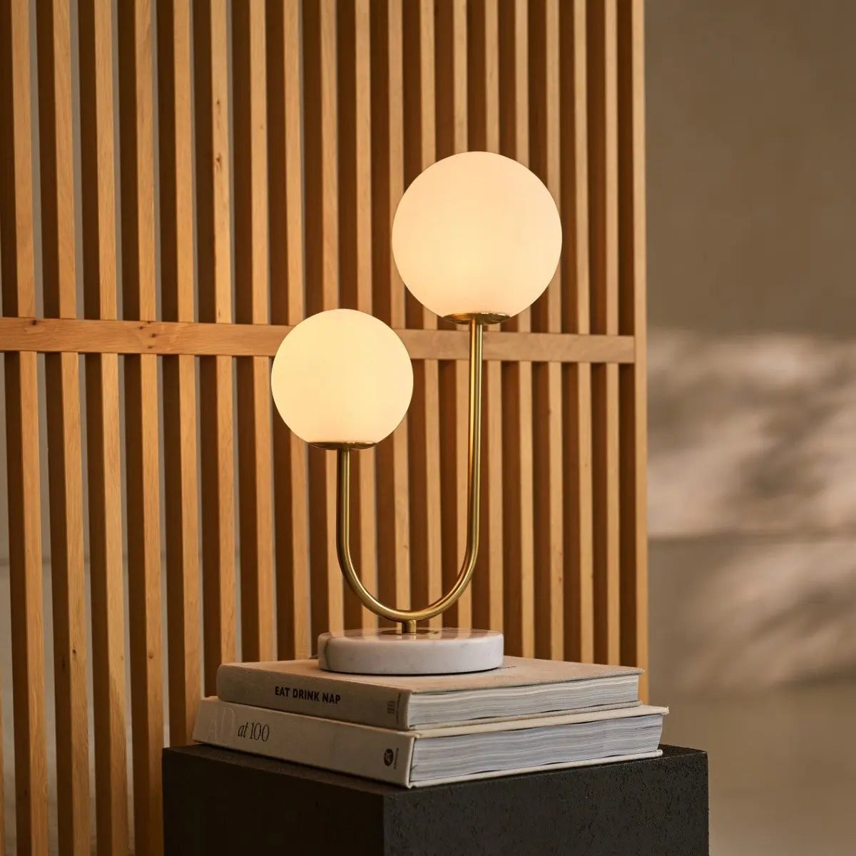 Giorgia Elegant Marble Lamp | Frosted Glass Bulbs & Corded Lamp
