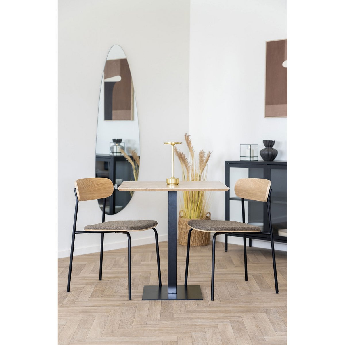 Estepona Dining Chair - Nature/Brown/Black, 51x47x77cm - Set of 2