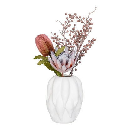 Ceramic Vase - Beige Decorative Vase, 19.5x19.5x26 cm