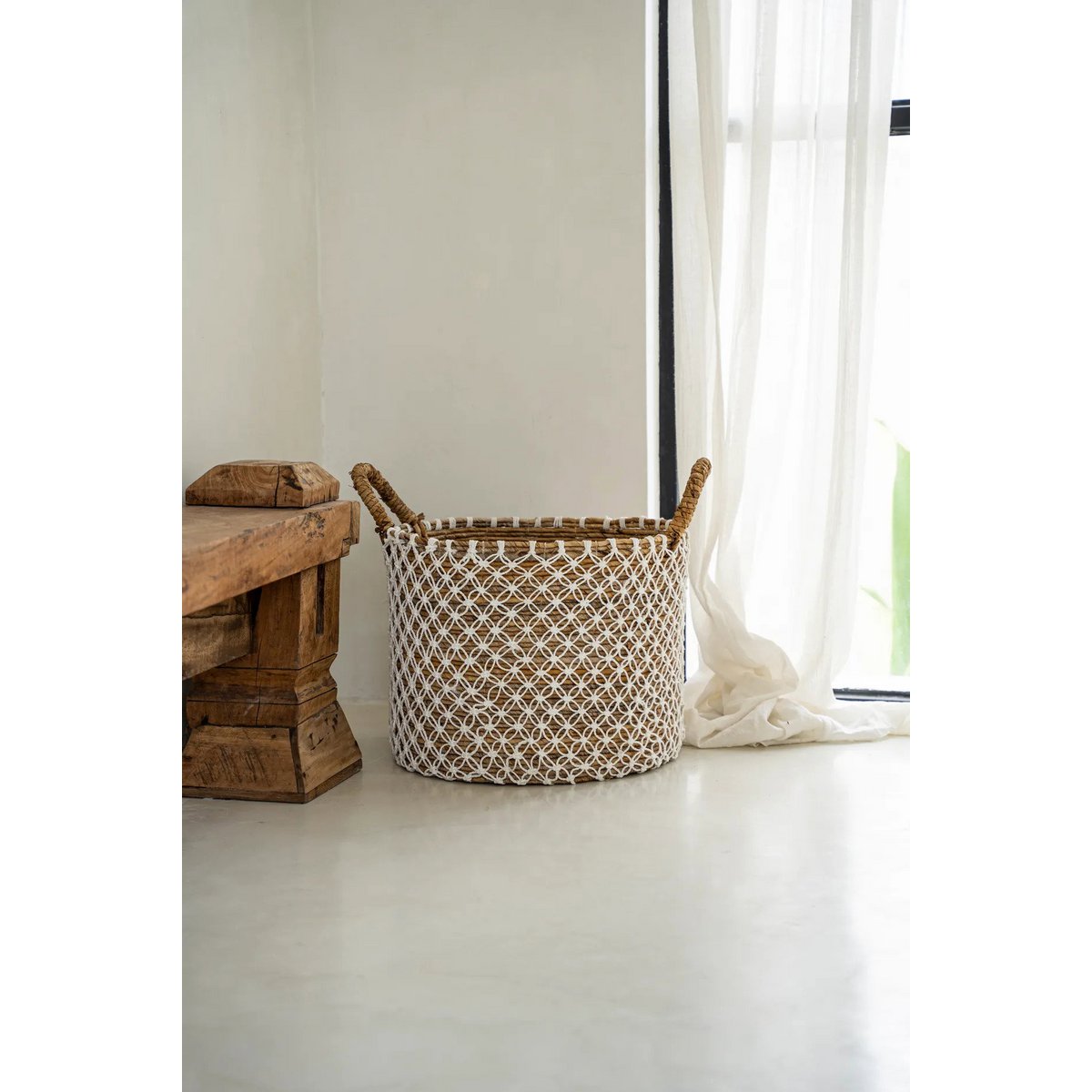 Macramé Basket - Cross Stitched - Medium