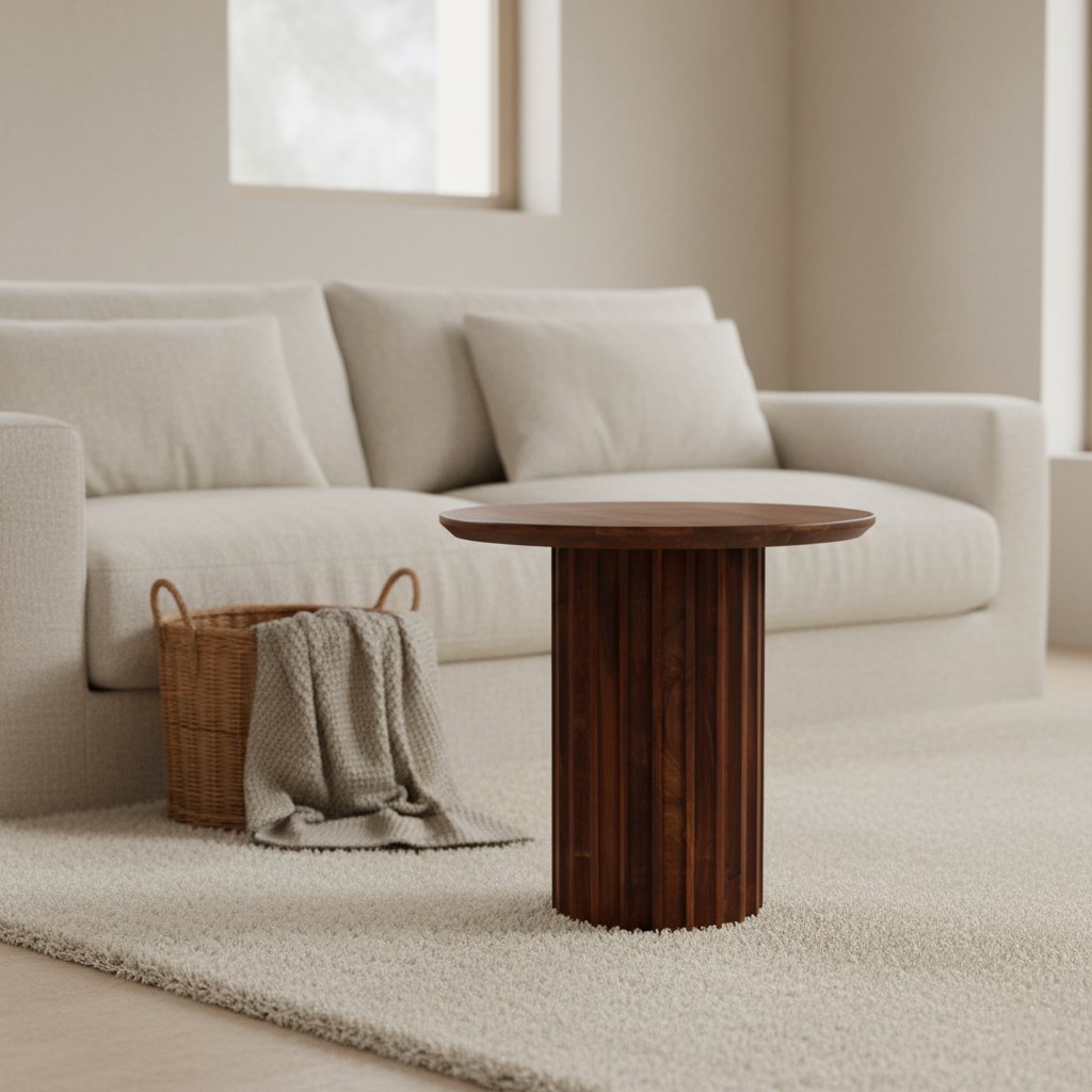 Bullnose side table brown 50 cm