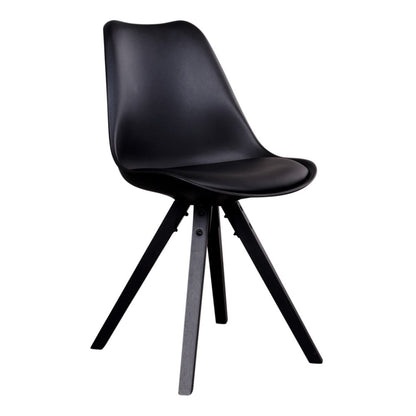 Bergen Dining Chair - PU Leather, Moulded Plastic, Rubberwood, Black - Set of 2