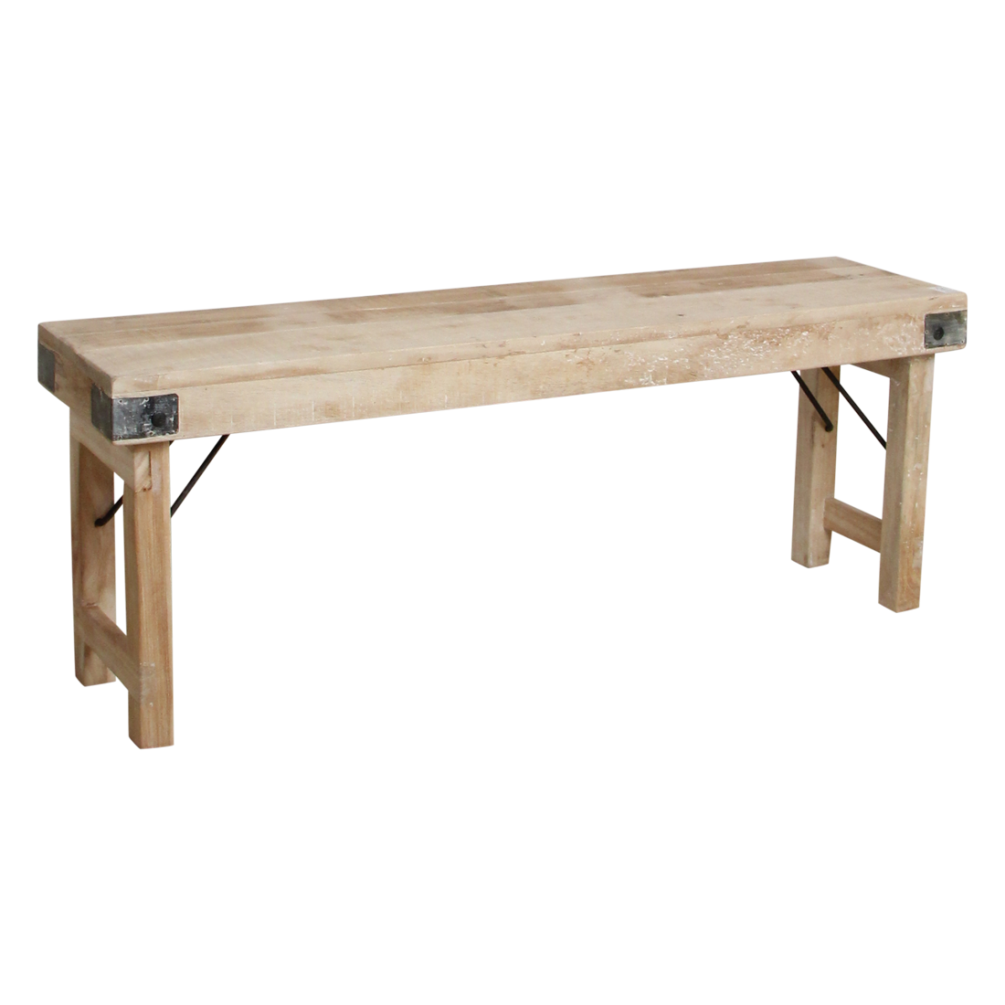 Limewash Folding Dining Bench – Rustic Seating, 120/160 cm
