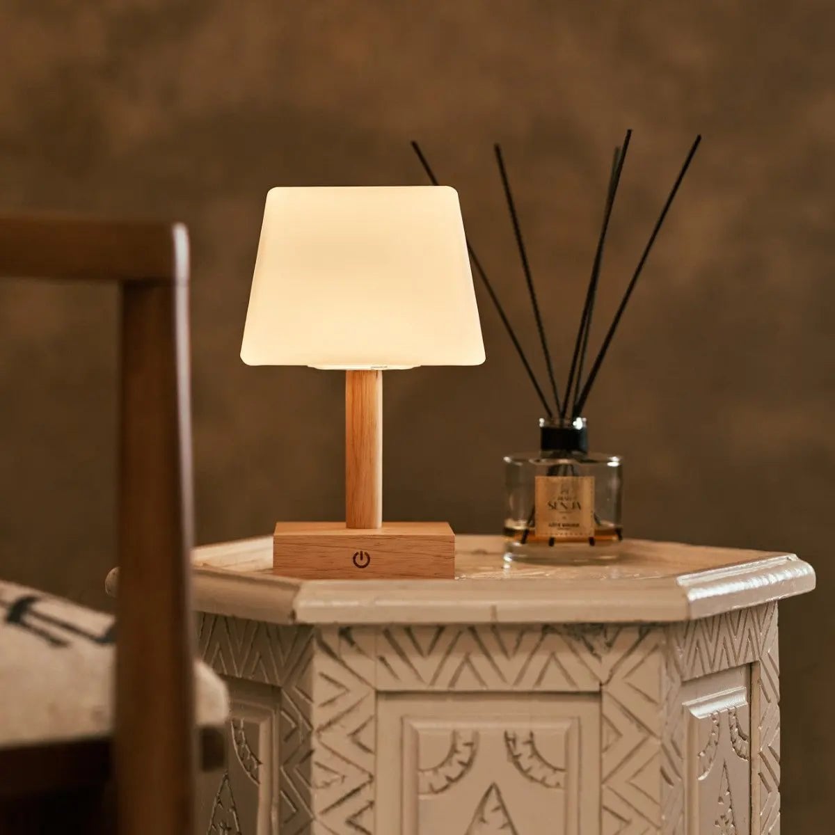 Tommy Light Brown Wooden Table Lamp | 3 Light Modes, Elegant & Sustainable