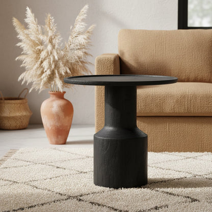 Teak Side Table - Nero Midnight Accent Table, Modern Style