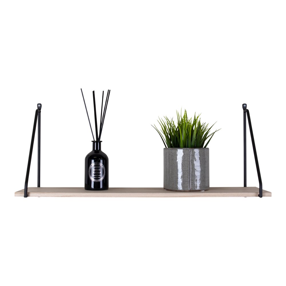 Arnhem Shelf - Steel, Wood, Black/Natural - 65x17x27 cm