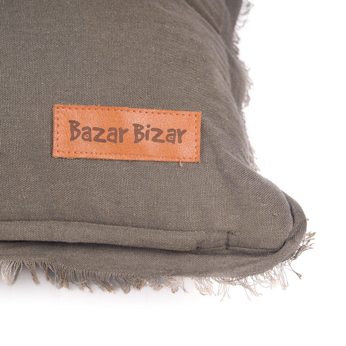 Linen Cushion Covers Textured Smoky Vibe Fringed 30x50 Home Grey