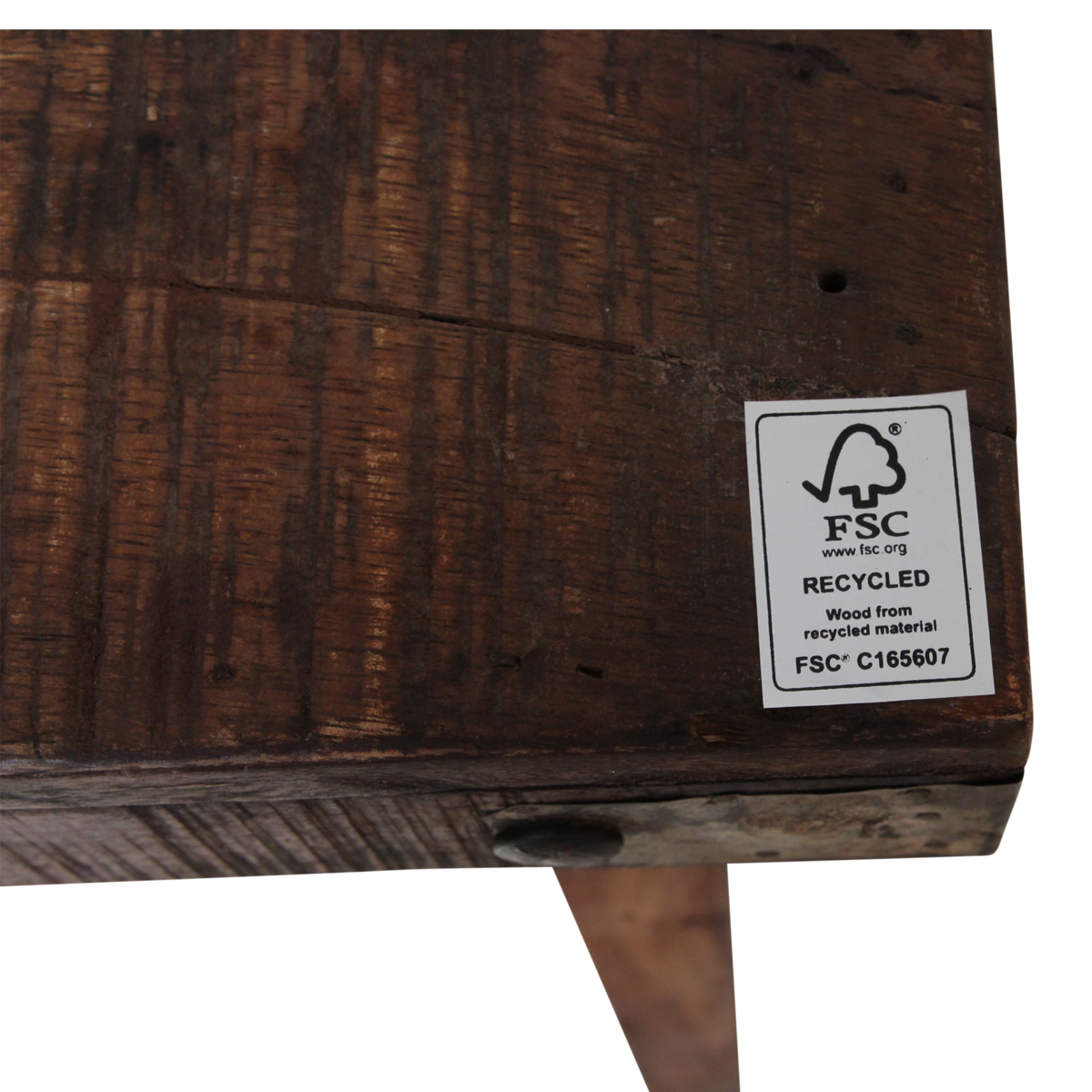 Foldable Brown Dining Table – Recycled Hardwood & Iron Legs