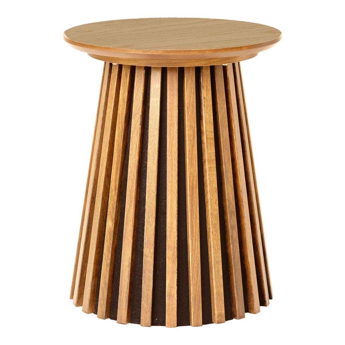 Oak Veneer Side Table - Scandinavian Style Accent Table, ø40x50 cm