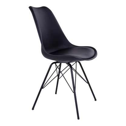 PU Leather Dining Chairs - Black Metal Frame, Set of 2