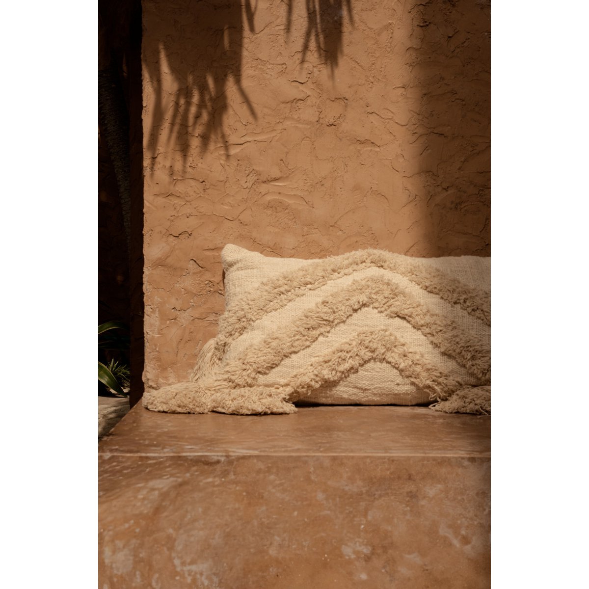 Cotton Tassel Cushion Cover - Cream Boho Throw Pillow, 35x60 cm