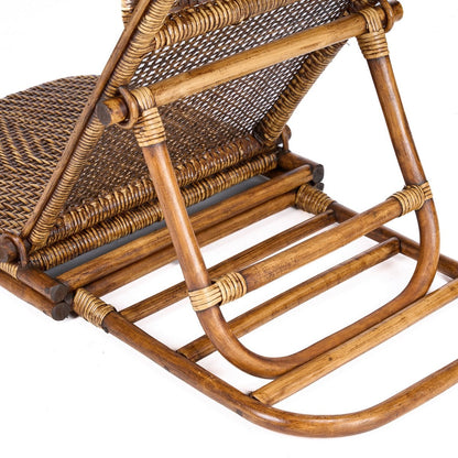The Rattan Floor Lounger - Dark Walnut