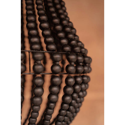 Wood Bead Chandelier - Black Teardrop Ceiling Light - Medium