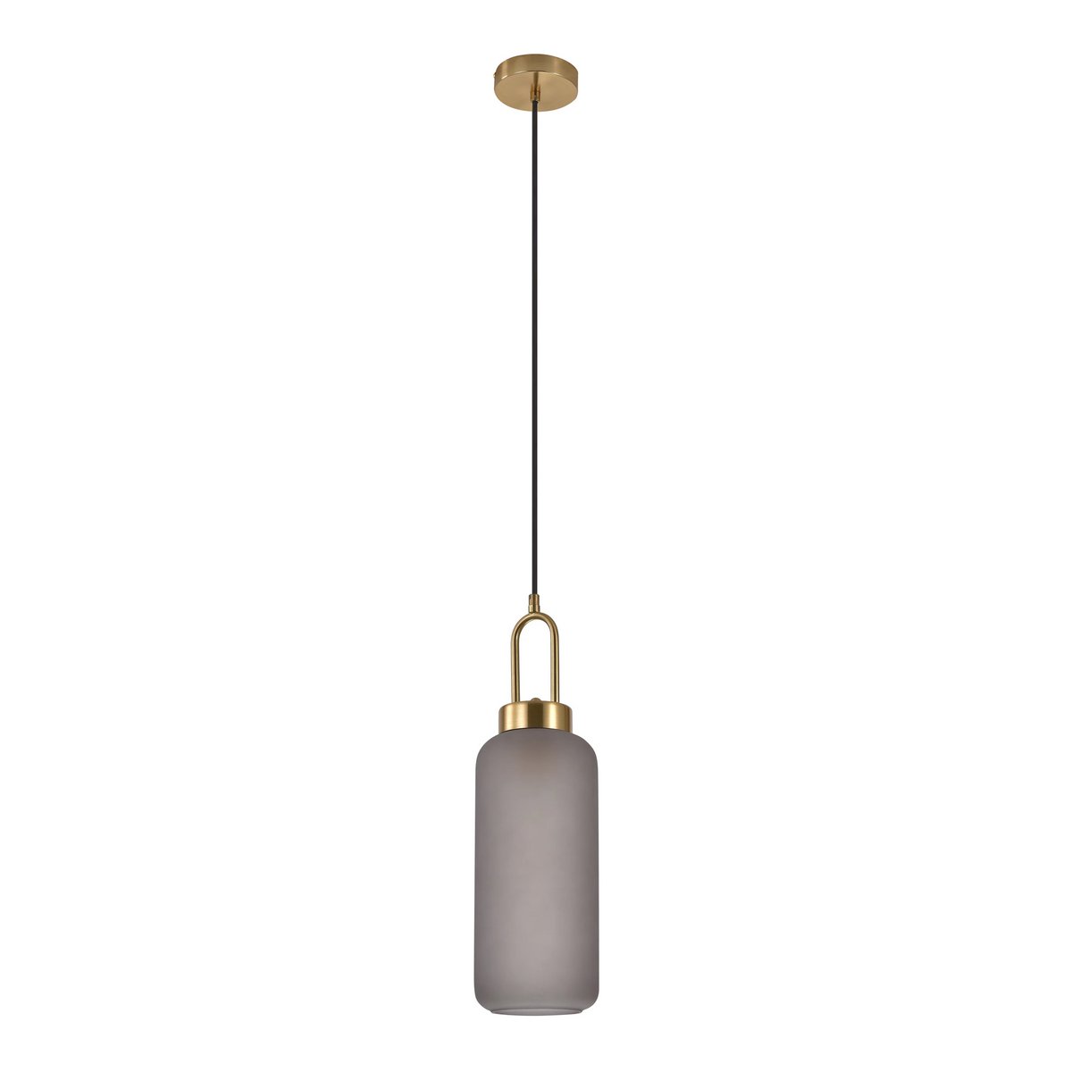 Luton Pendant - Brass, Mat Smokey Glass, Ø13 cm, 150 cm Fabric Cord