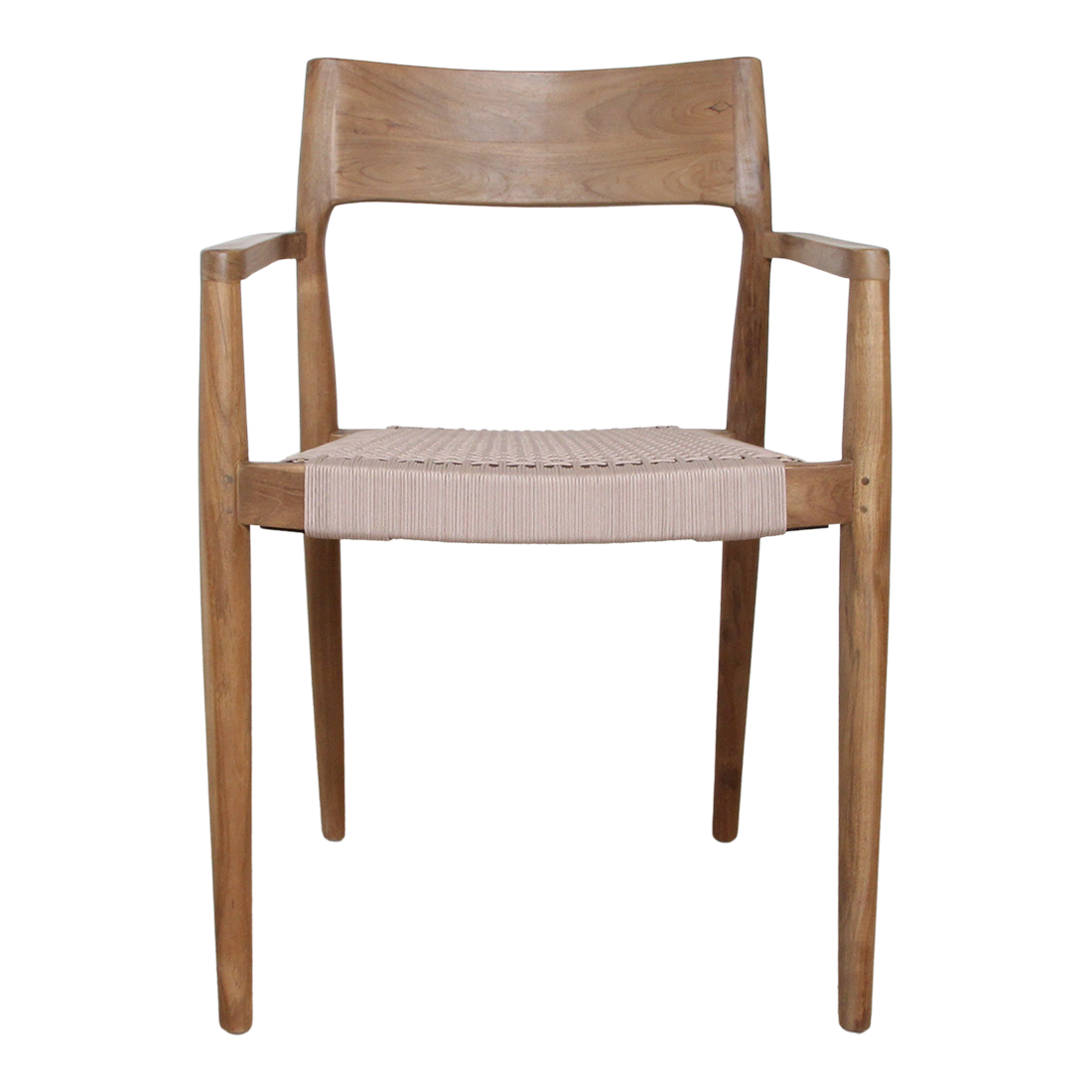 Chaise de jardin Freya avec repose-bras naturel - Teakhout foncé