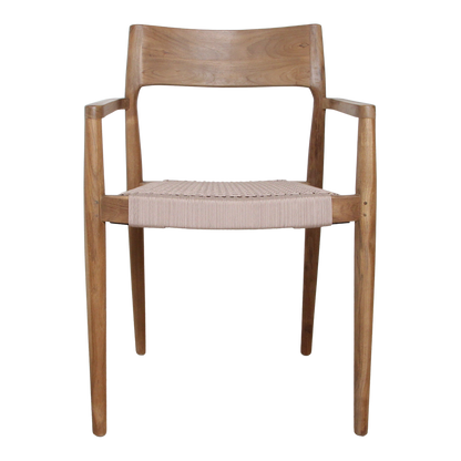 Chaise de jardin Freya avec repose-bras naturel - Teakhout foncé