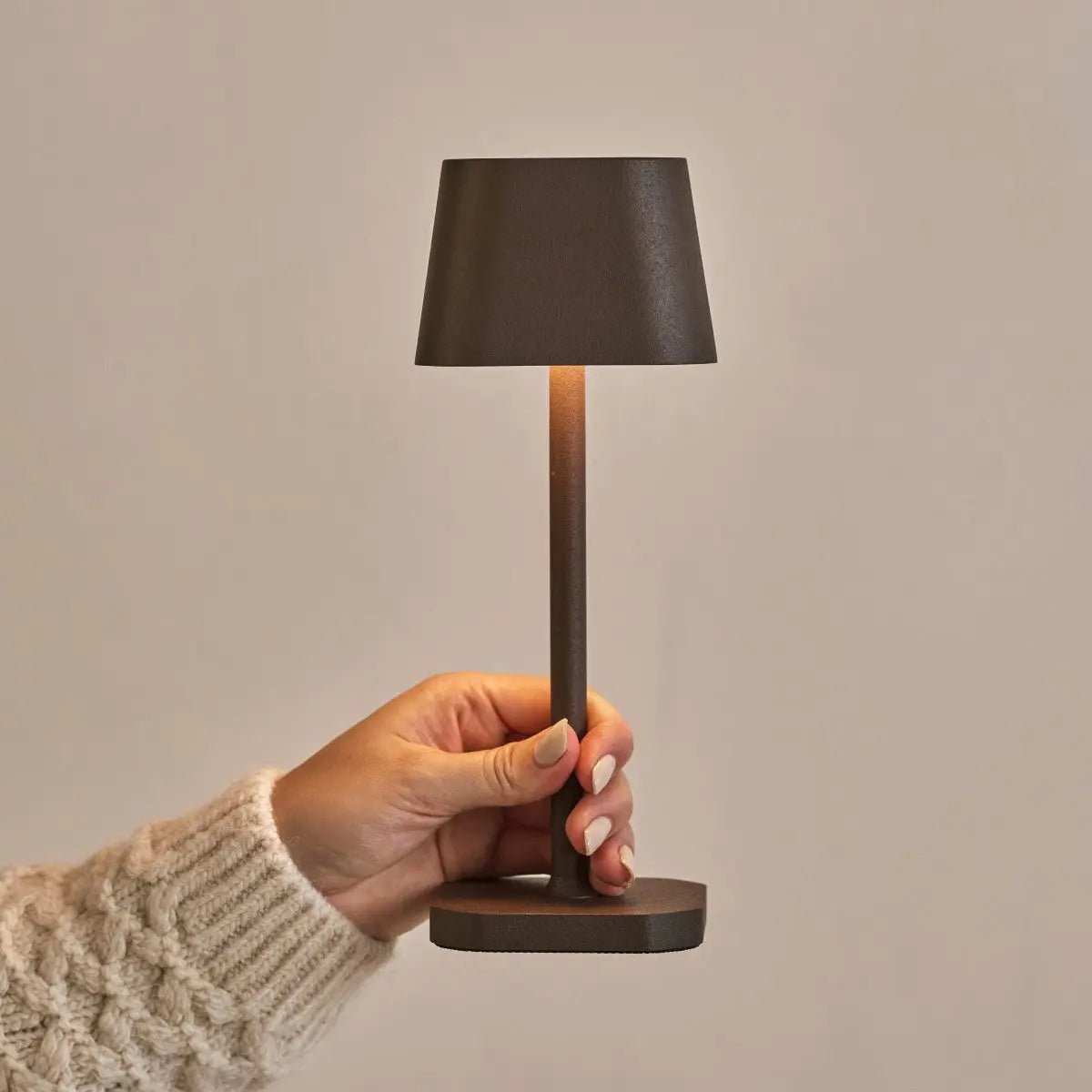 Cordless Table Lamp - Mocha Brown Rechargeable Dimmable Lamp