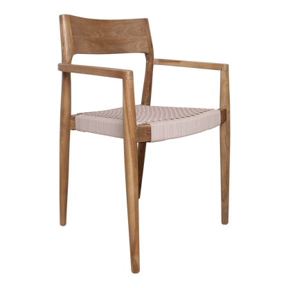 Chaise de jardin Freya avec repose-bras naturel - Teakhout foncé