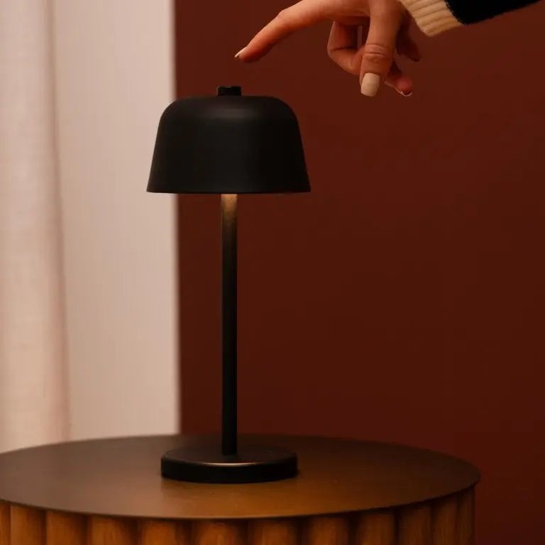 Rechargeable Table Lamp - Black Cordless Lamp with Dimmer