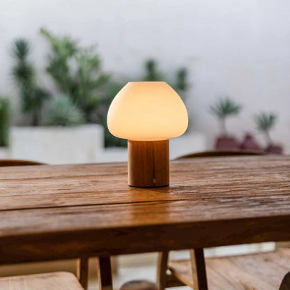 Fynn Light Brown Wooden Lamp | Rechargeable, Dimmable & Stylish