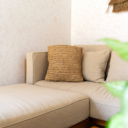 Raffia Cushion - Boho Pillow - Natural Home Decor