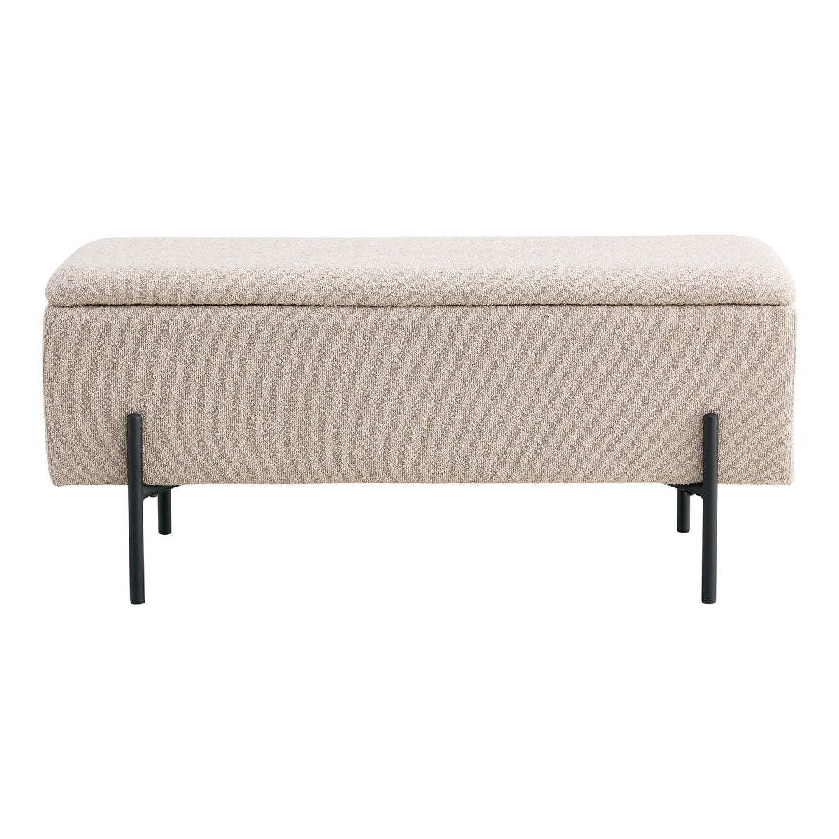 Watford Bench - Beige, Bouclé, with storage 95x36.5x43cm