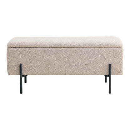 Watford Bench - Beige, Bouclé, with storage 95x36.5x43cm
