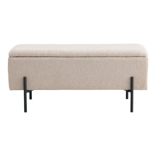 Watford Bench - Beige, Bouclé, with storage 95x36.5x43cm