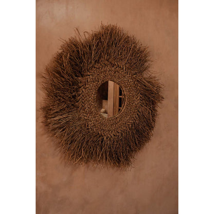 Water Hyacinth Wall Mirror - Natural Woven Round Mirror