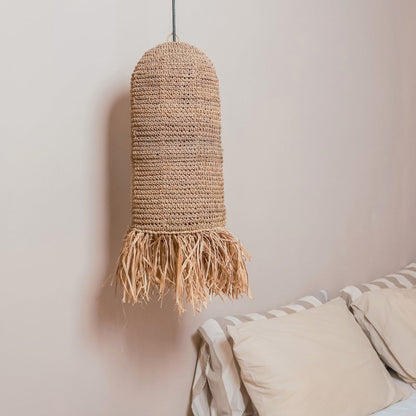 Raffia Pendant Lamp - Handwoven Lampshade for Tropical Decor