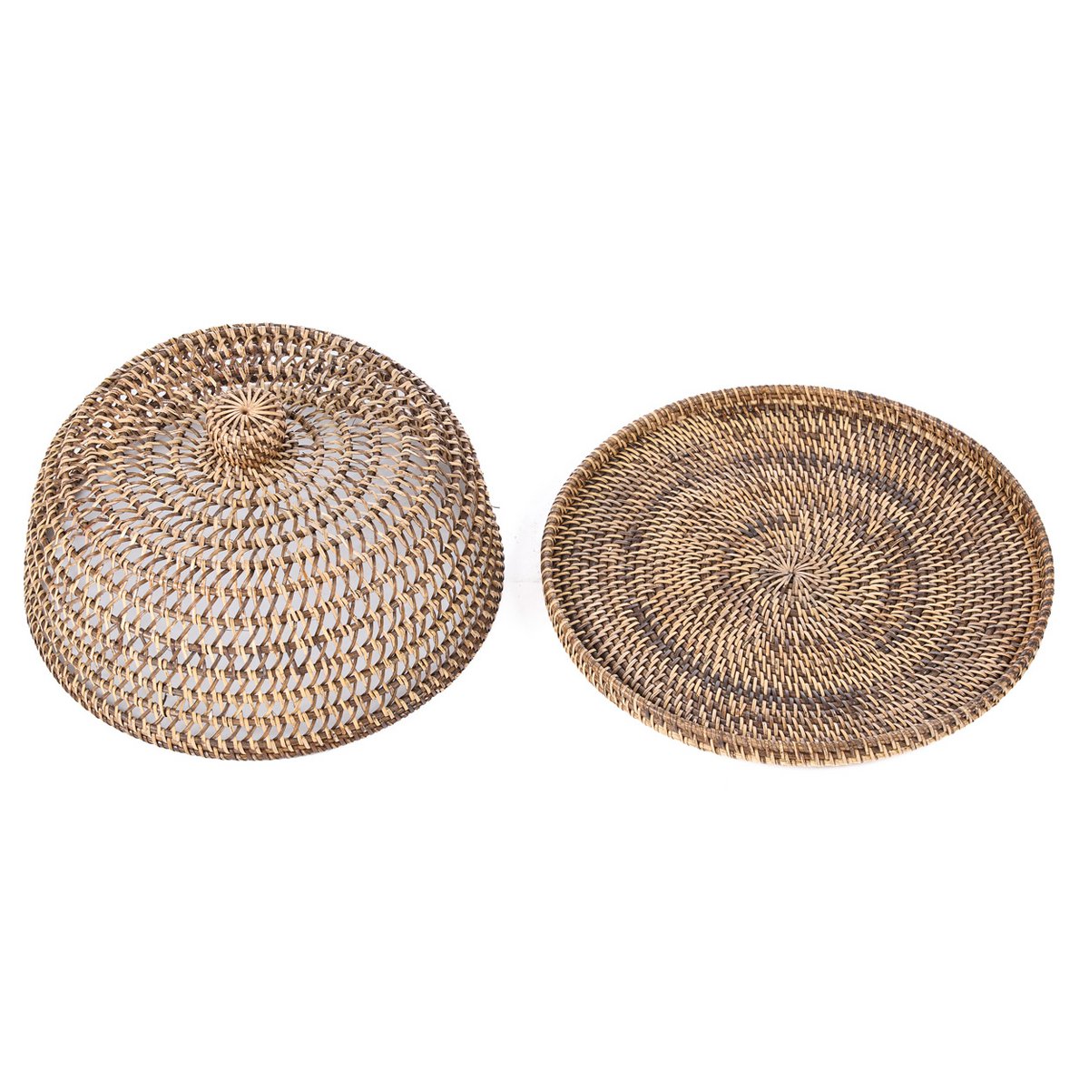 Rattan Food Cover – Large Handwoven Dome, Natural Brown