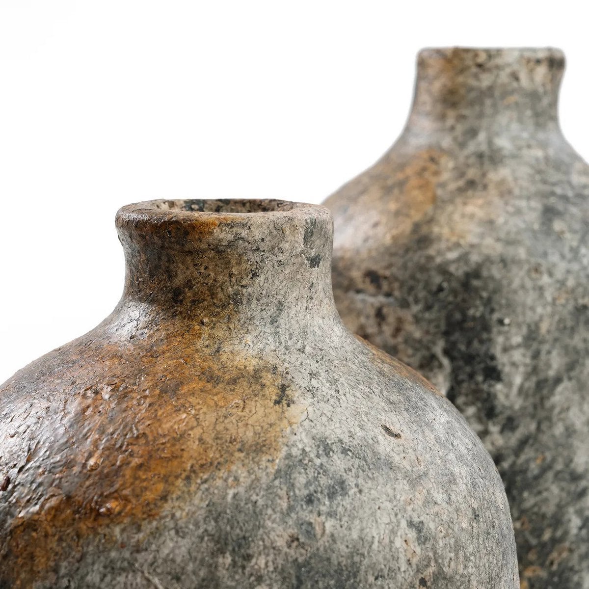 Terracotta Vase - Antique Grey Decorative Vase for Dried Flowers - Small