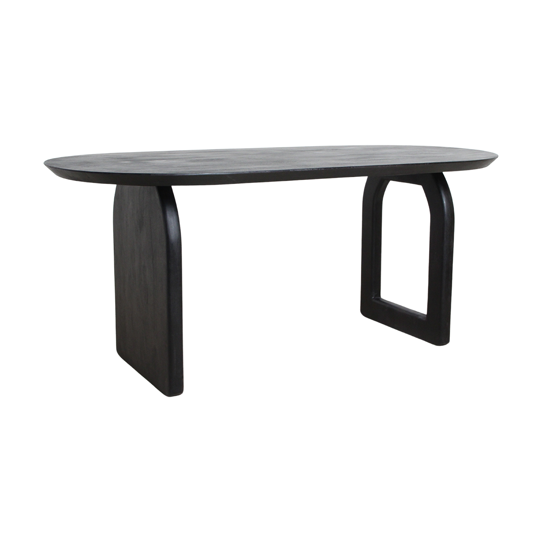 Mango Wood Dining Table - Black Bullnose Edge, Modern Style