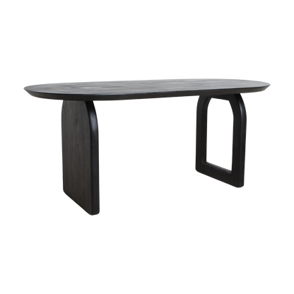 Mango Wood Dining Table - Black Bullnose Edge, Modern Style