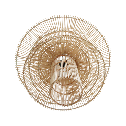 Rattan Pendant Light - Natural Woven Hanging Lamp, 200cm Cord