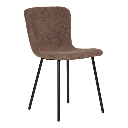 Dining Chairs Dark Brown Faux Fur - Modern Steel Leg Set, 48cm