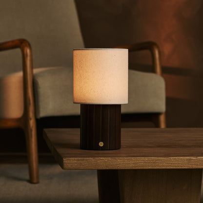 Cordless Table Lamp - Dark Brown Linen Blend Rechargeable Lamp