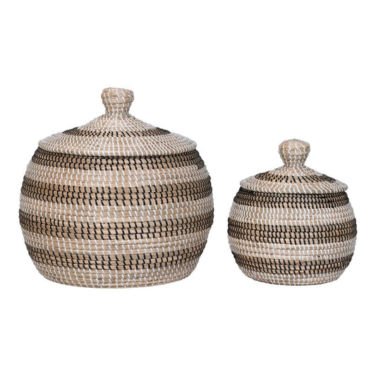 Seagrass Storage Baskets - Natural White & Black Ipoh Basket Set
