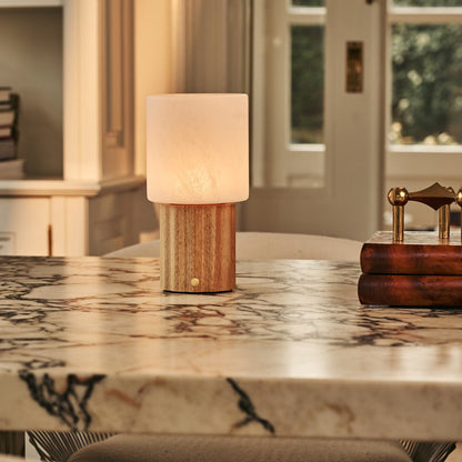 Cordless Table Lamp - Light Brown Rechargeable, Dimmable, 3-Color