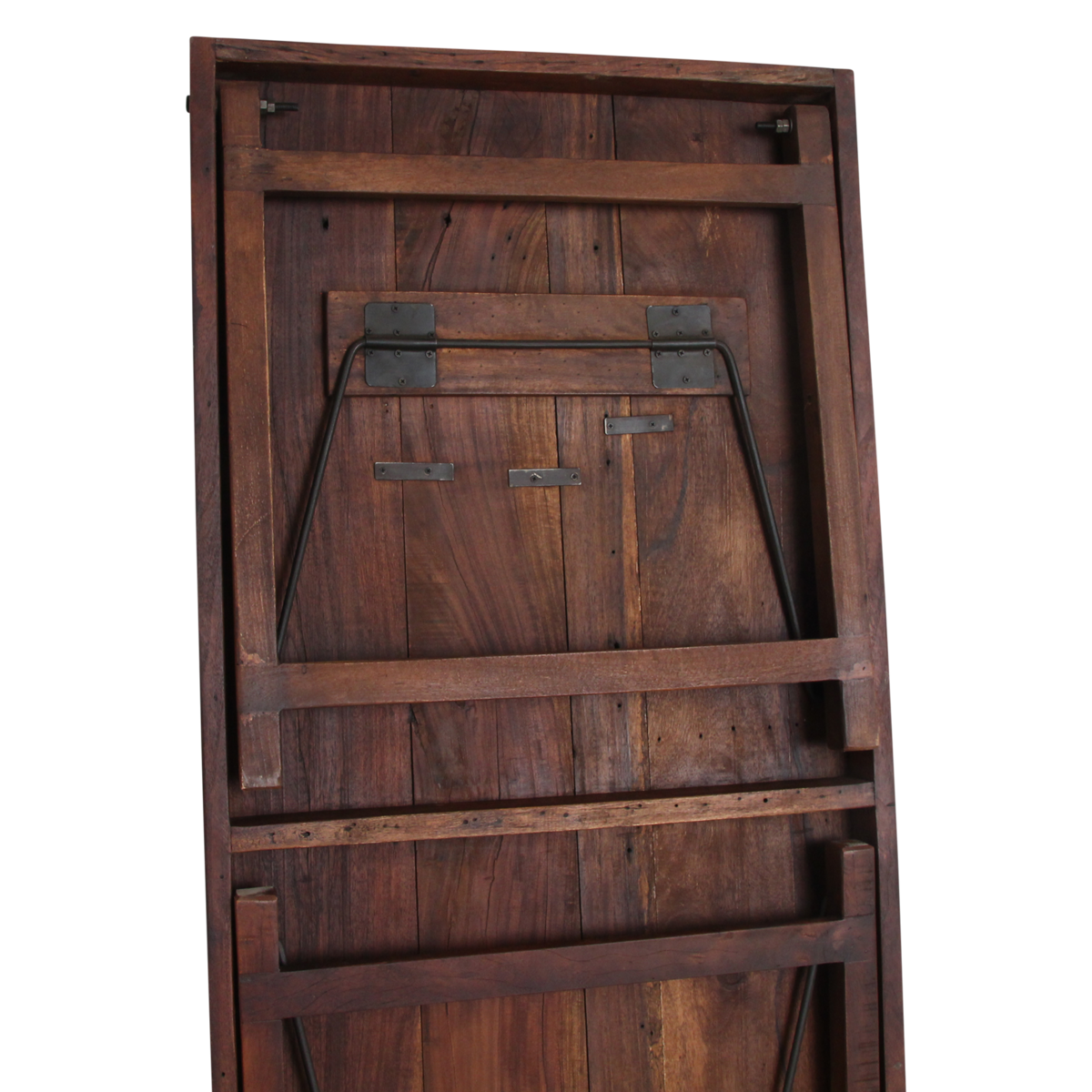 Foldable Brown Dining Table – Recycled Hardwood & Iron Legs