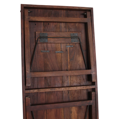 Foldable Brown Dining Table – Recycled Hardwood & Iron Legs
